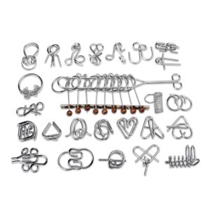 Kit Quebra-Cabeças Metal 25 JogosMedidas, peso e tonalidades podem variar pois o mesmo modelo é produzido por diversos fabricantes.