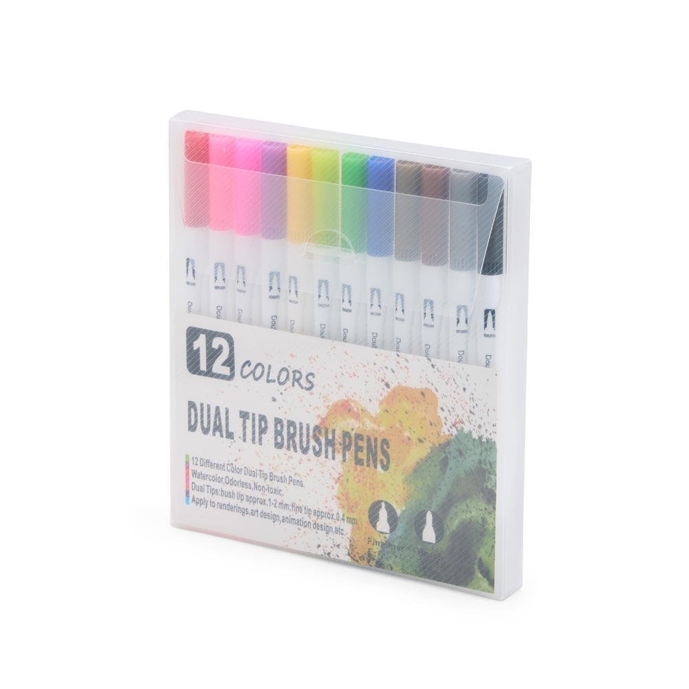 Kit Canetinhas Ponta Dupla Com 12 Cores