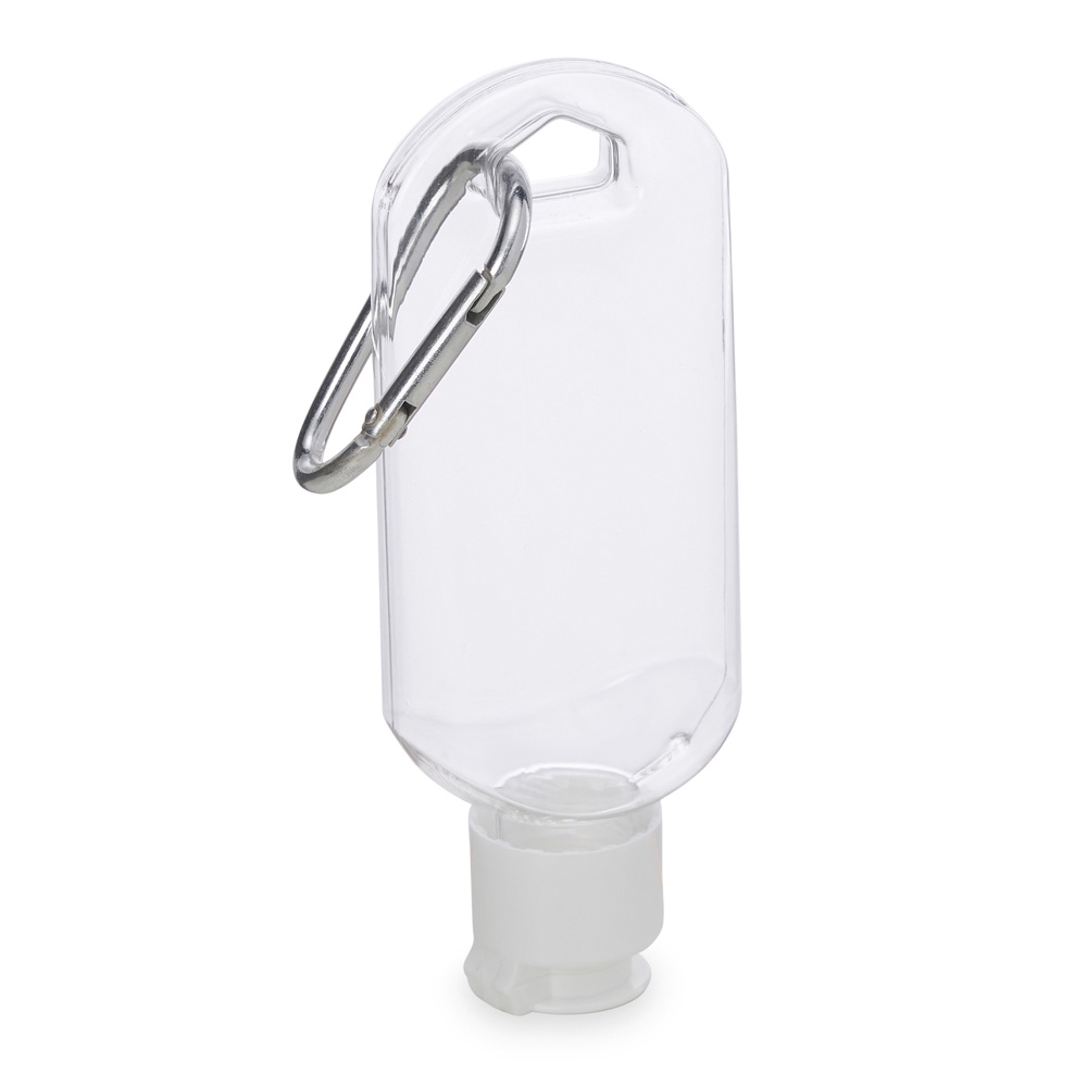 Frasco Plástico 55ml com Mosquetão Medidas, peso e tonalidades podem variar pois o mesmo modelo é produzido por diversos fabricantes.