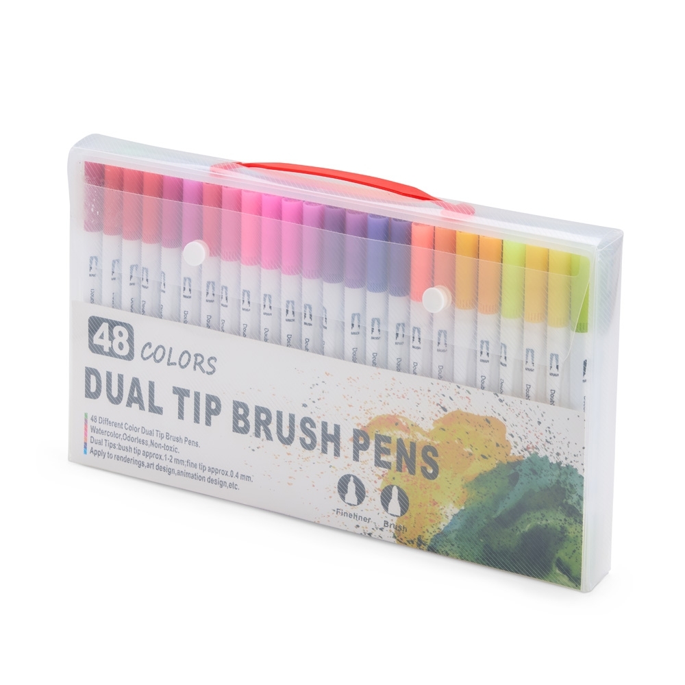 Kit Canetinhas Ponta Dupla Com 48 Cores