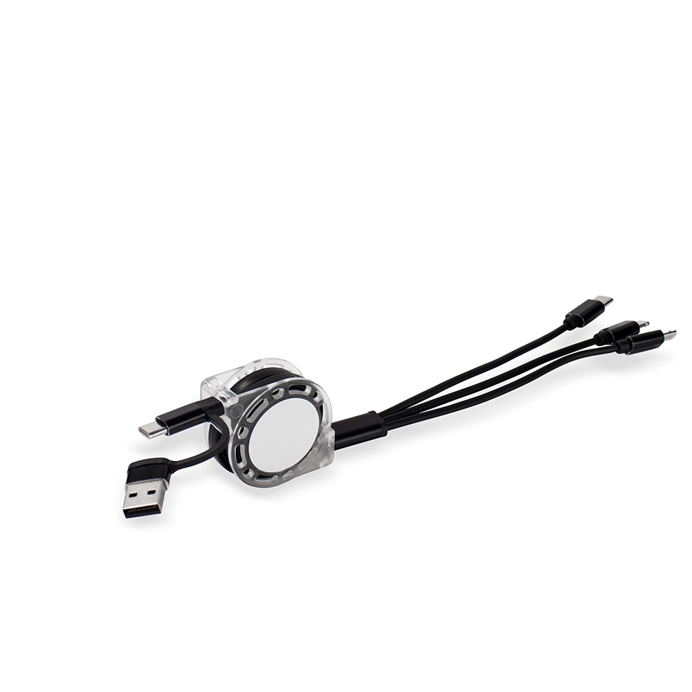 Cabo Retrátil 3 em 1 com Adaptador