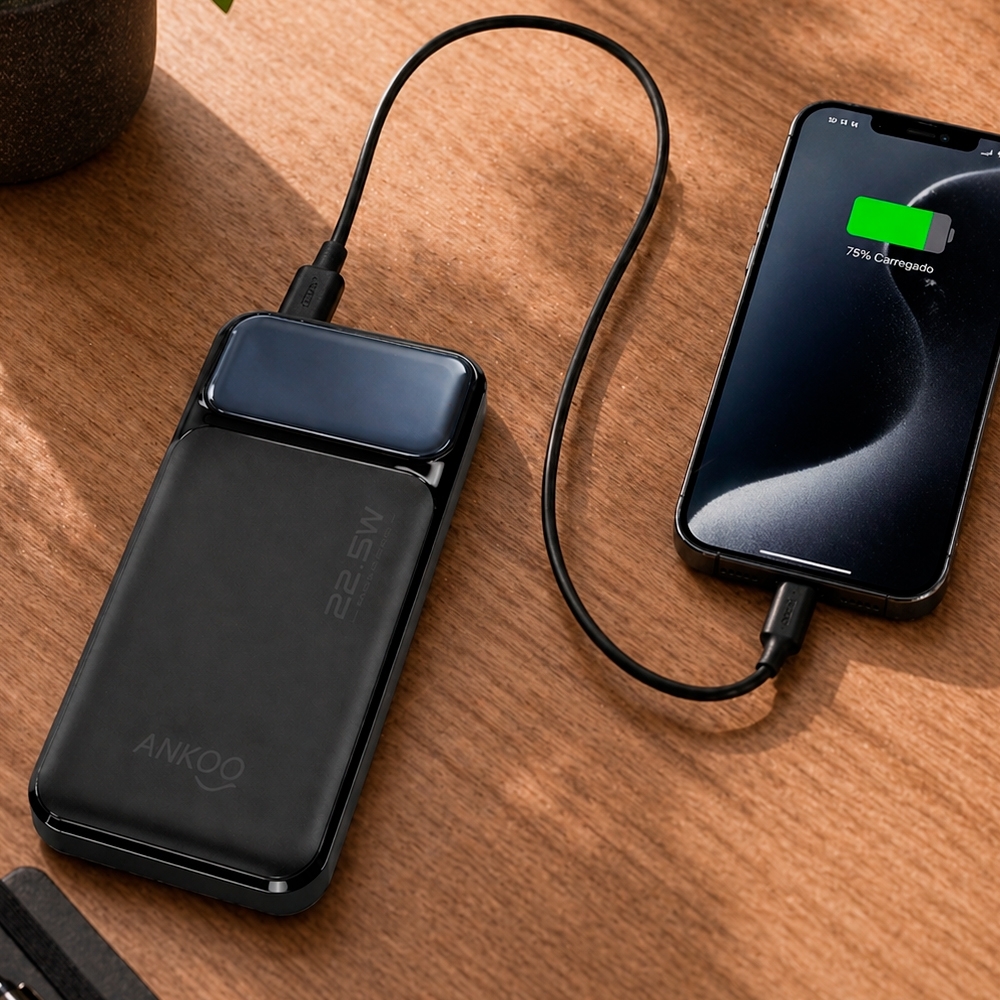 Power Bank 10.000mAh com Painel e Multissaídas Power Bank 10.000mAh com Painel e Multissaídas